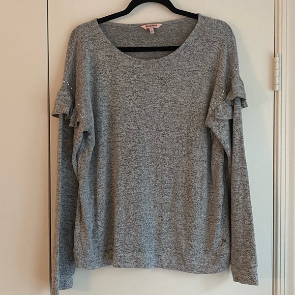 Juicy Couture Sweaters - Juicy Couture Grey Long Sleeve Sweater with Embossed Sleeves Size L
